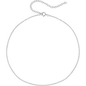 Dainty Thin Chain Choker Necklace for Women - 925 Sterling Silver, 14K Gold